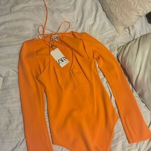 Orange Zara bodysuit